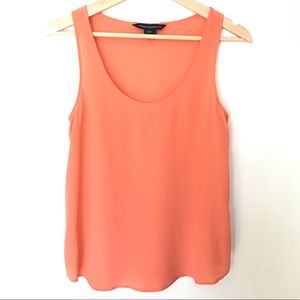 French Connection Orange 100% Silk Tank Top Scoop Neck Layering Size 4